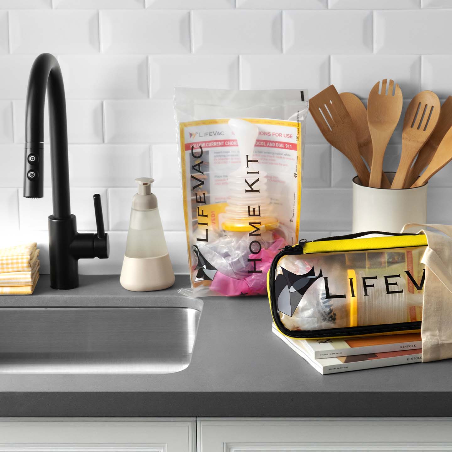 LifeVac Home Kit and Travel Kit on a kitchen counter